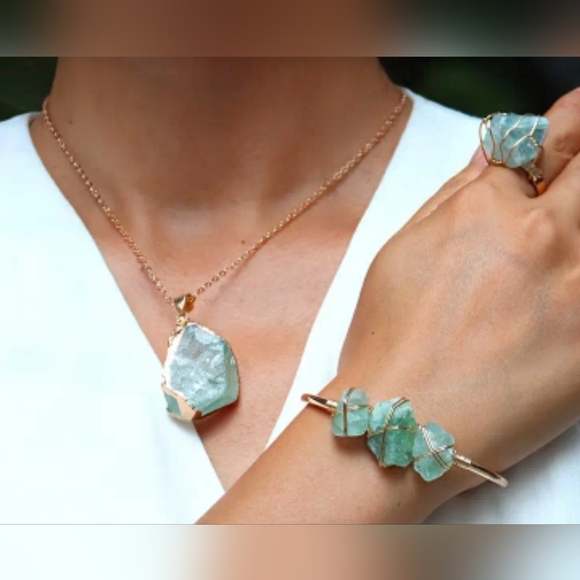 3 Pcs Copper Plated Natural Stone Jewelry Set - Picture 4 of 5